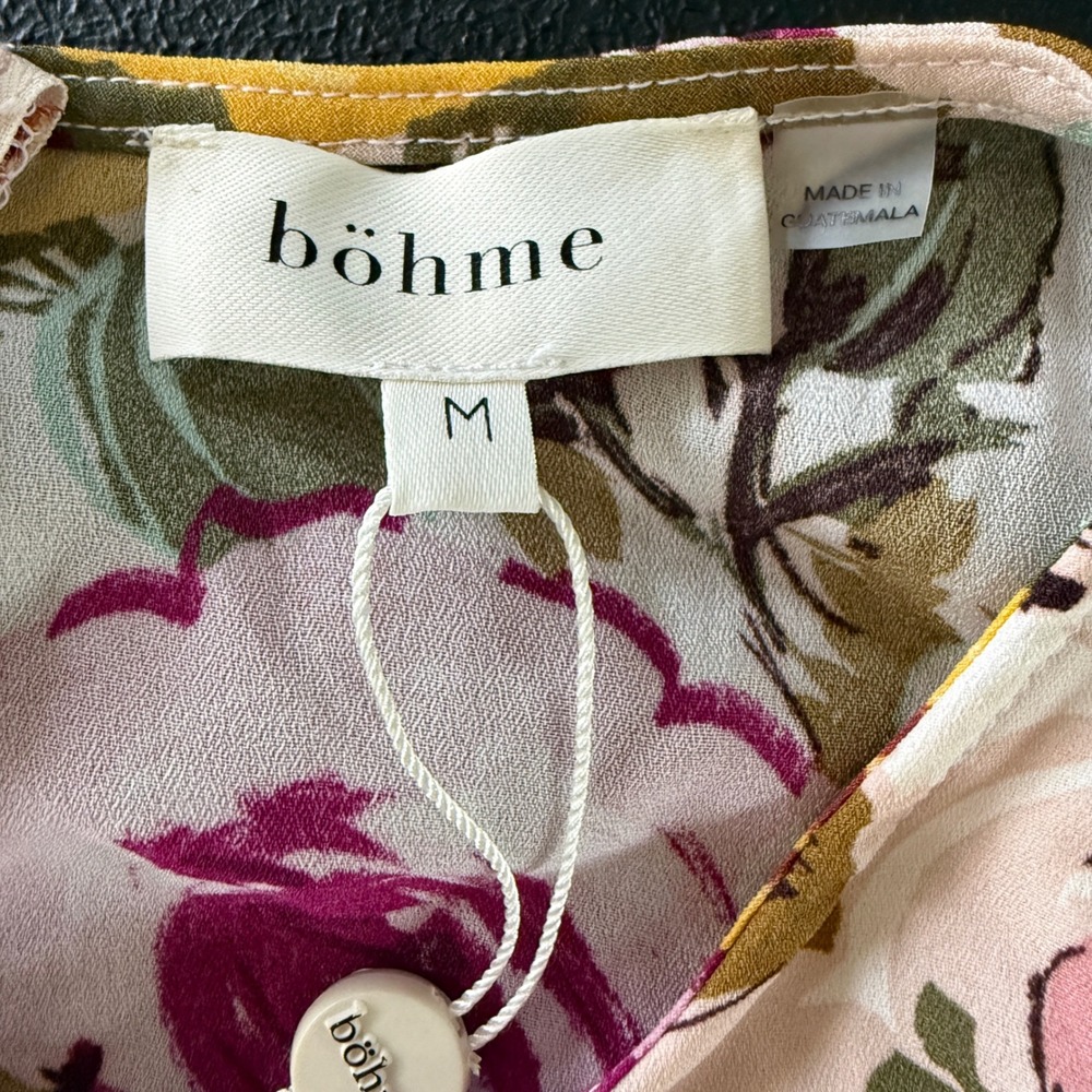 NWT Böhme Bethany Midi Dress Women M Pink Floral Wedding Homecoming Smocked Back - Picture 4 of 11